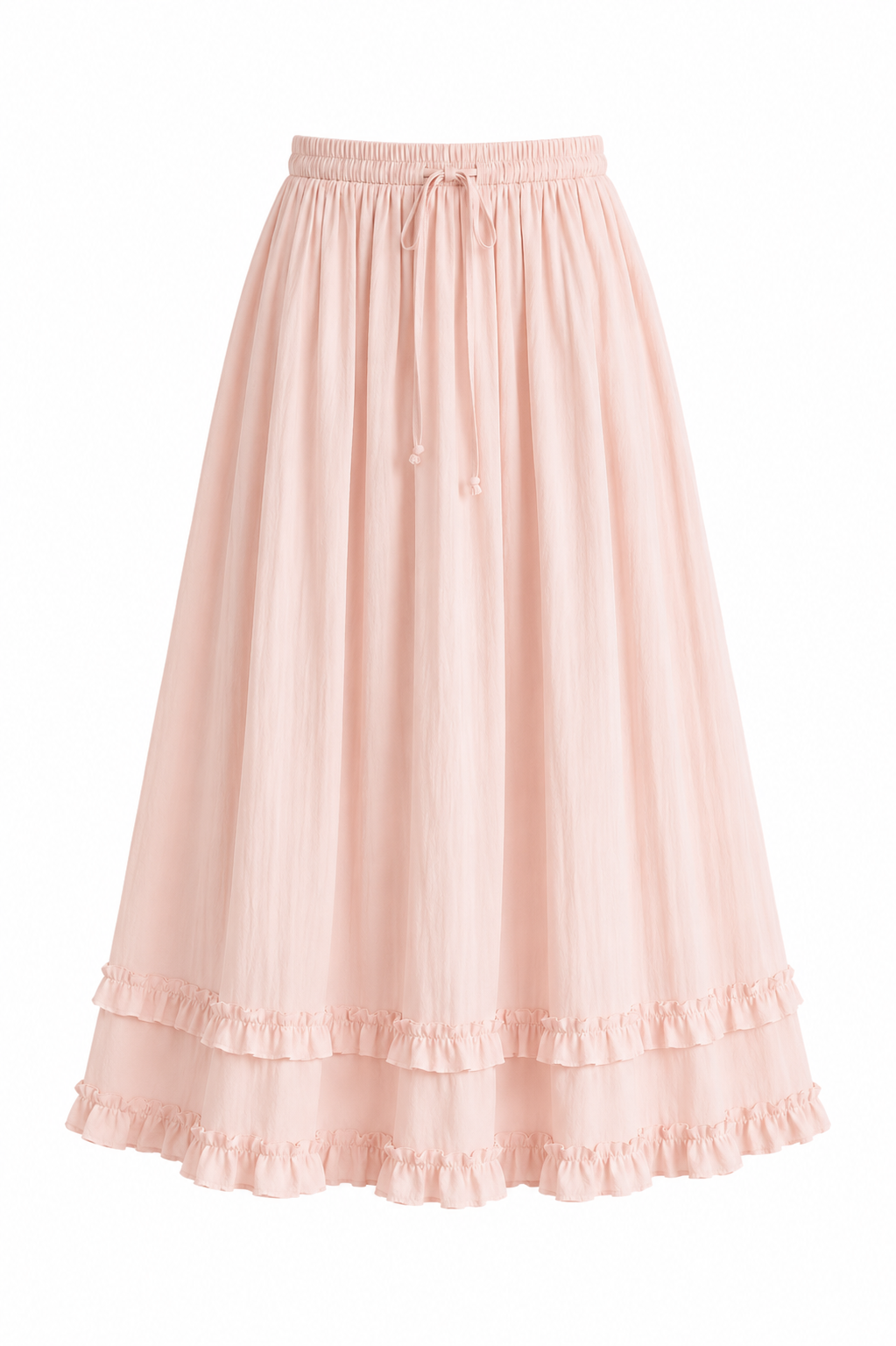 Prairie Blush Double-Ruffle Maxi Skirt