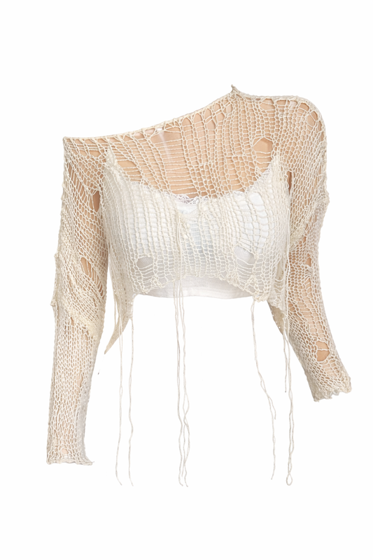 Knit Hollow Crop Fall Sweater