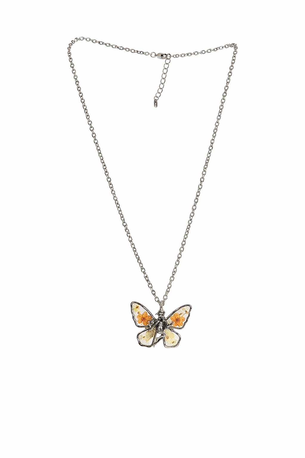 Fairycore Pressed Bloom Butterfly Elf Necklace