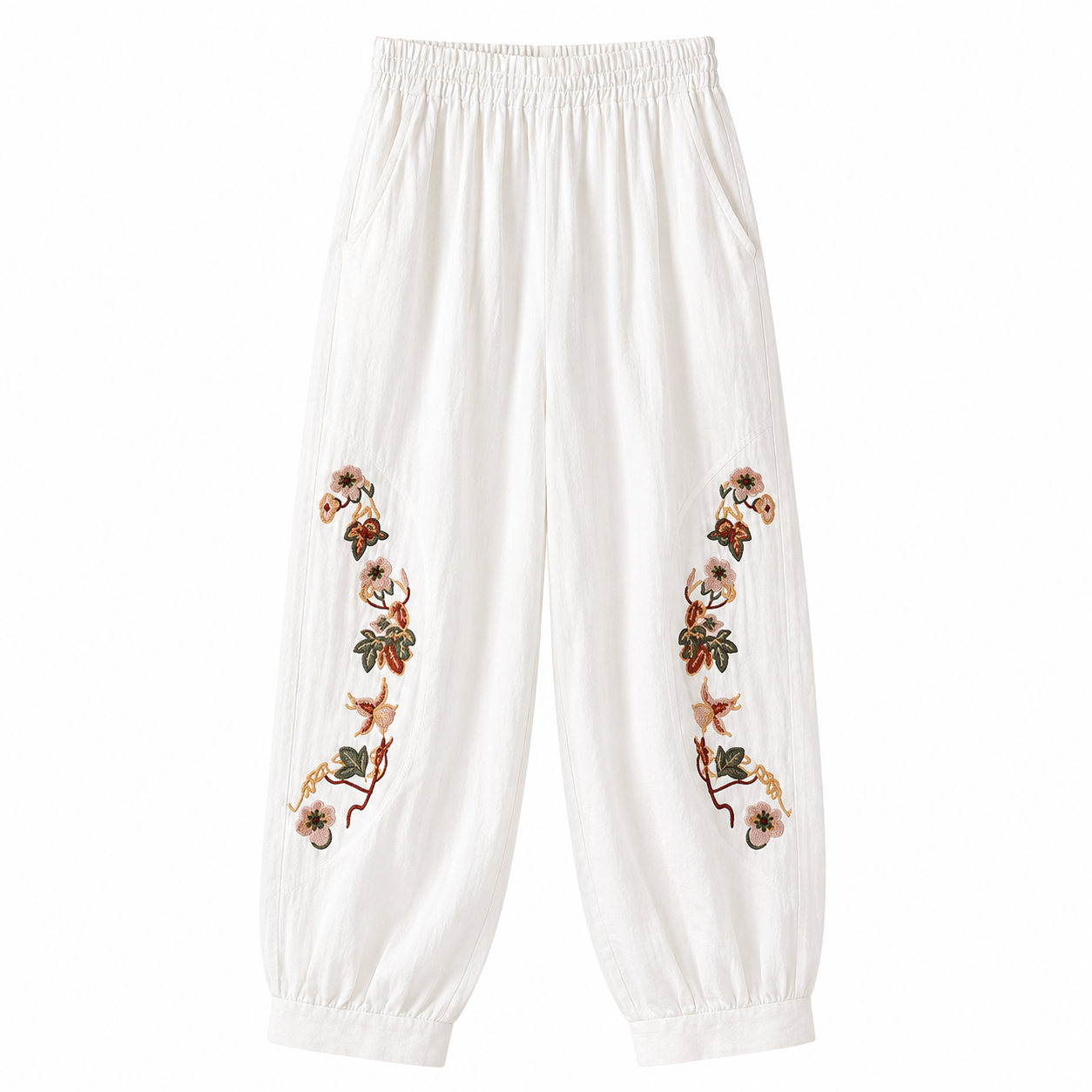 Mori Girl Botanical Embroidered Bloomer Pants