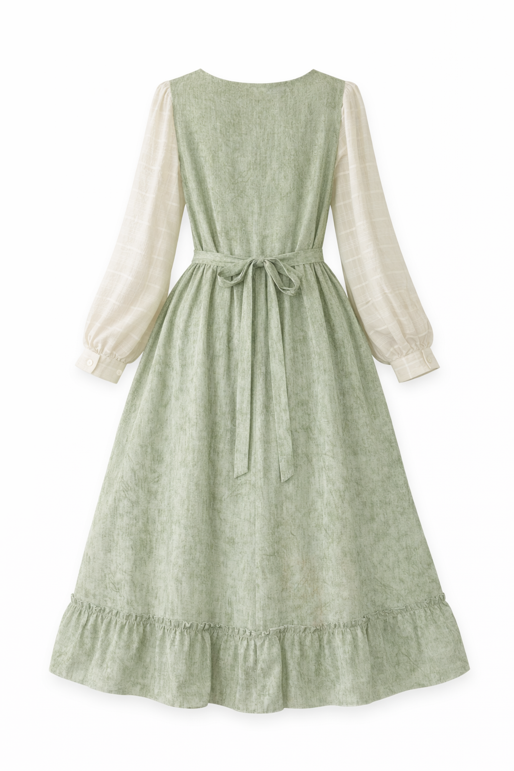Mori Girl Celadon Embroidered Pinafore Dress