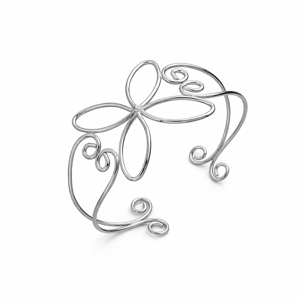 Fairycore Silver Wire Bloom Cuff