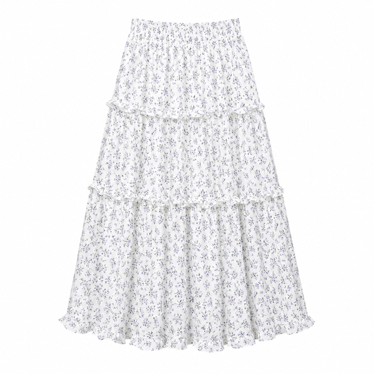 Prairie Lavender Bloom Tiered Maxi Skirt