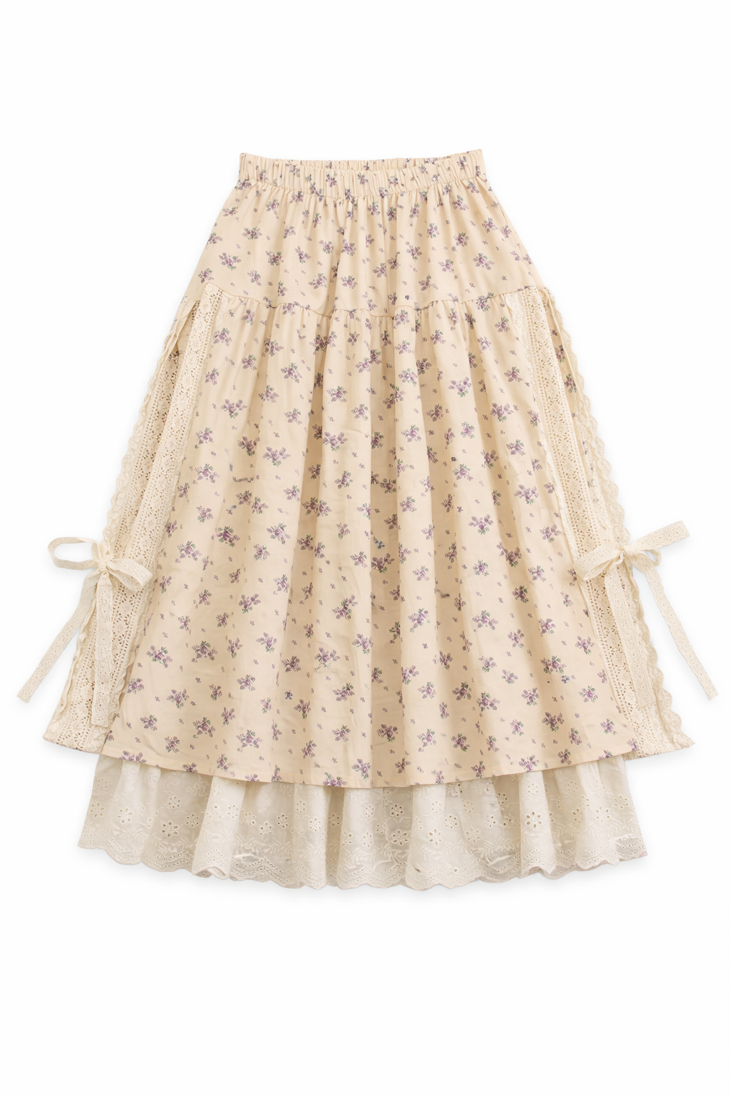 Mori Girl Pressed Violet Prairie Skirt