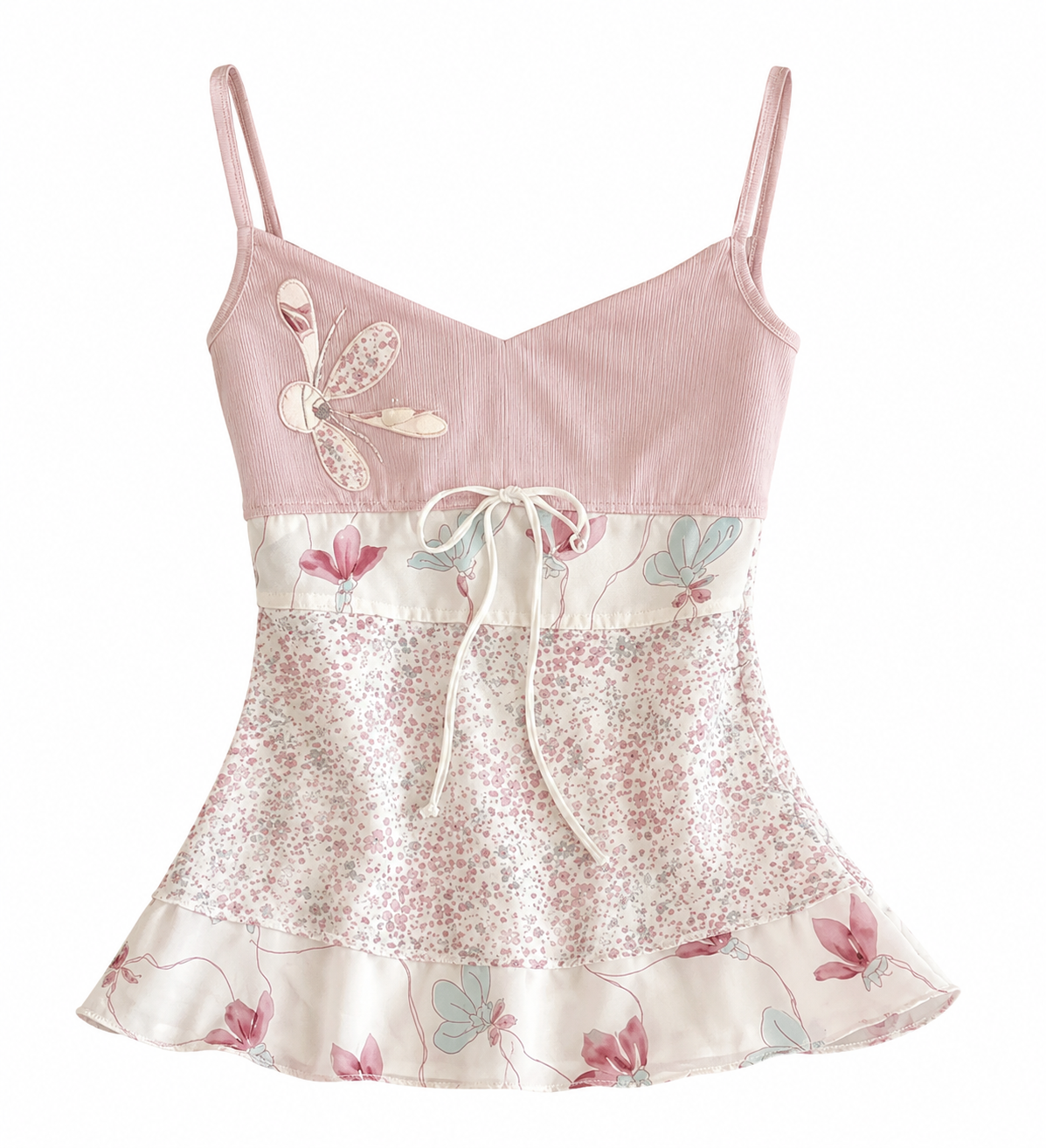 Fairycore Dragonfly Floral Peplum Top
