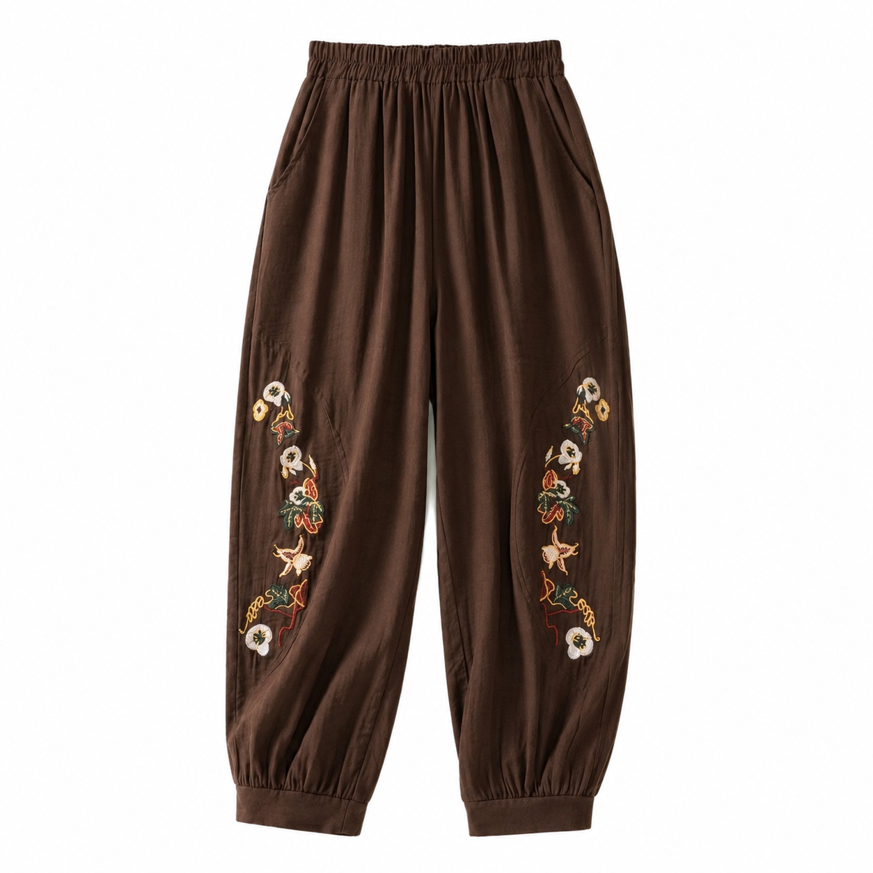 Mori Girl Botanical Embroidered Bloomer Pants