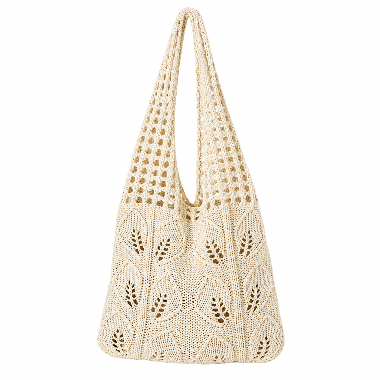 Cottagecore Leaf Lace Knit Hobo Bag