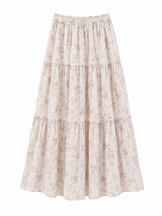 Prairie Scattered Blossom Tiered Maxi Skirt