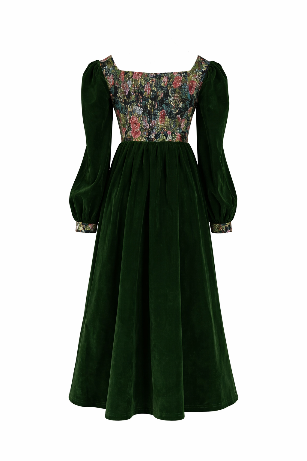 Dark Cottagecore Midnight Garden Velvet Dress