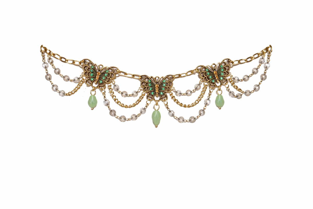 Red Velvet Butterfly Tassel Necklace