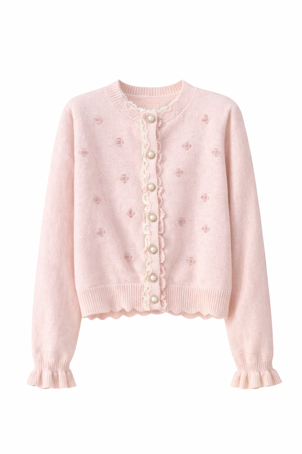 Fairycore Ivory Pearl Daisy Knit Cardigan