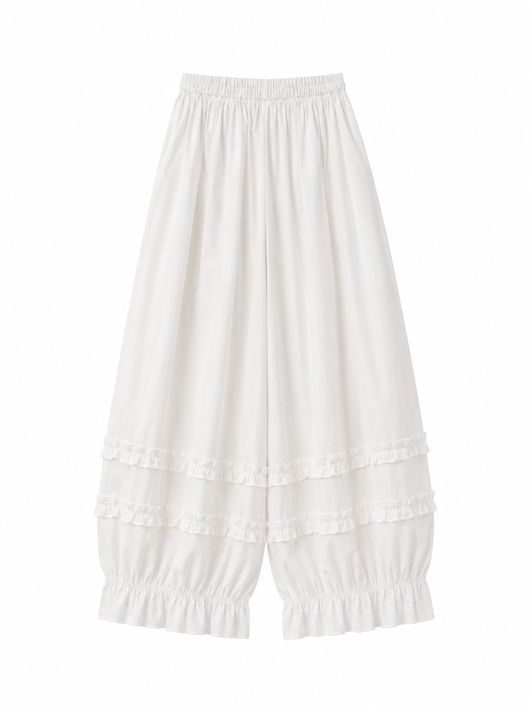 White Mori Kei Ruffle Wide Leg Pants