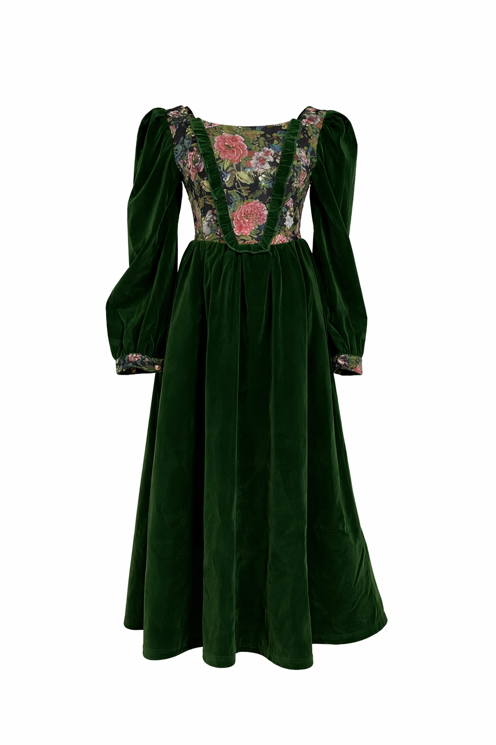 Dark Cottagecore Midnight Garden Velvet Dress