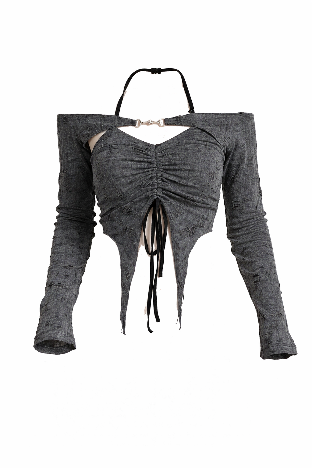 Fairy Grunge Long Sleeve Open Shoulders Crop Top