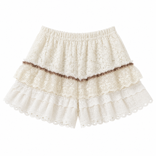 Mori Kei Ruffle Lace Skirt Shorts