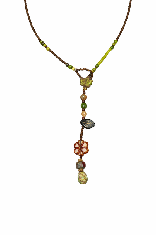 Necklace Ethnic Beaded Flower Pendant