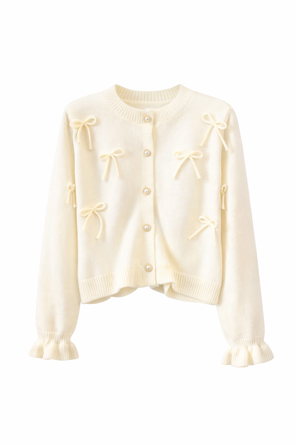 Princess Aesthetic Ivory Bow Knit Cardigan
