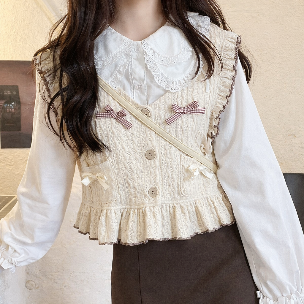 Knitted Mori Girl Style Fall Vest
