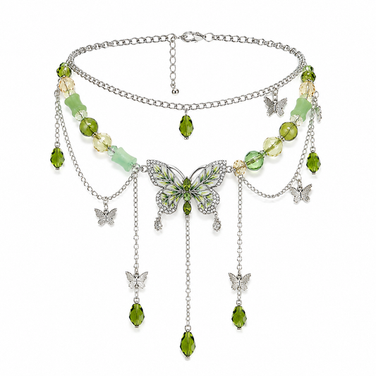 Fairycore Enchanted Garden Butterfly Layered Necklace