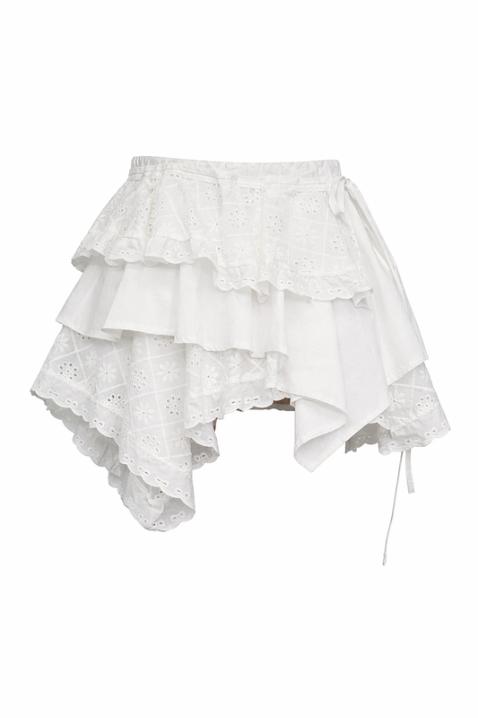 Fairycore Asymmetrical Eyelet Lace Skirt