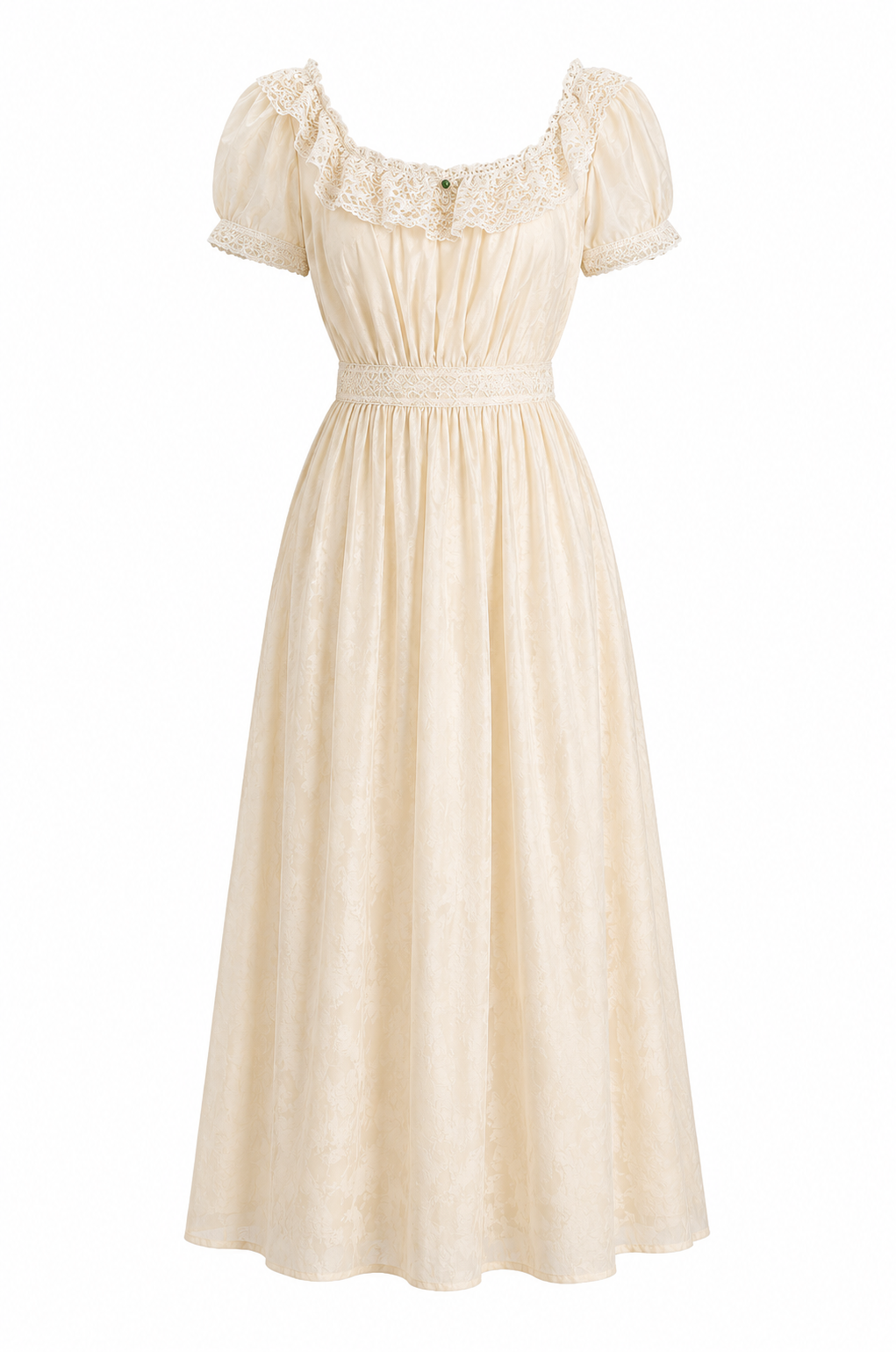 Prairie Cream Lace Ruffle Midi Dress