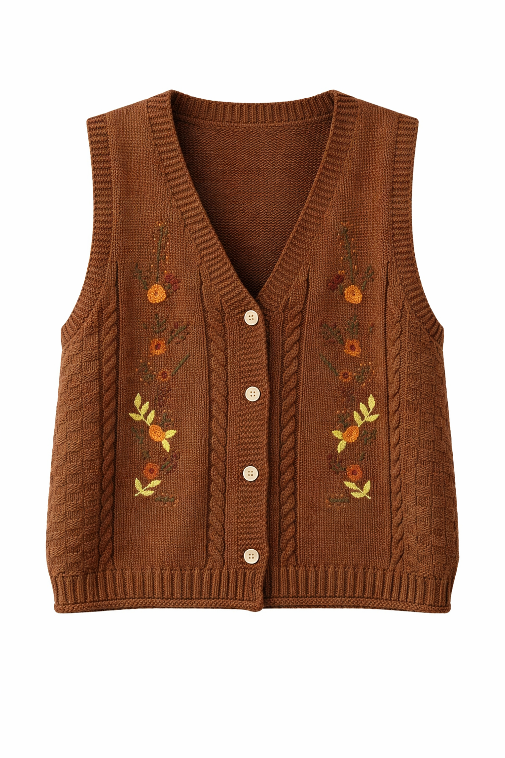 Cottagecore Autumn Harvest Embroidered Knit Vest