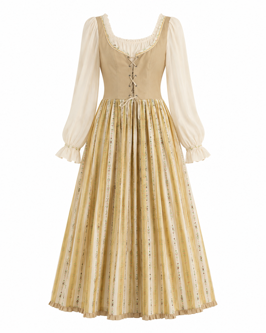 Prairie Midi Dress in Harvest Bloom Stripe