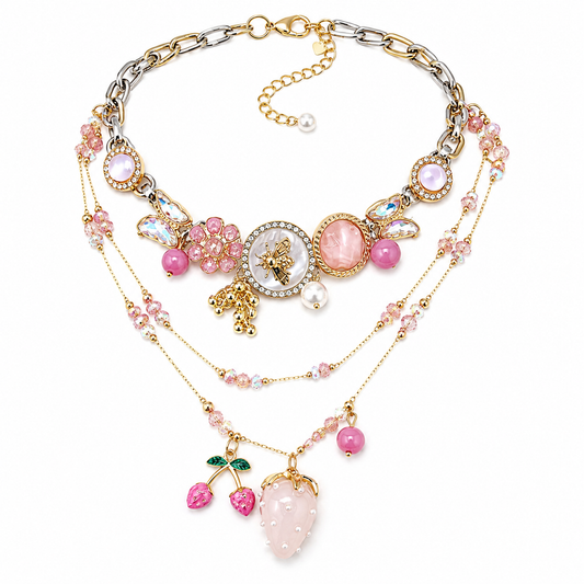 Fairycore Strawberry Garden Layered Charm Set