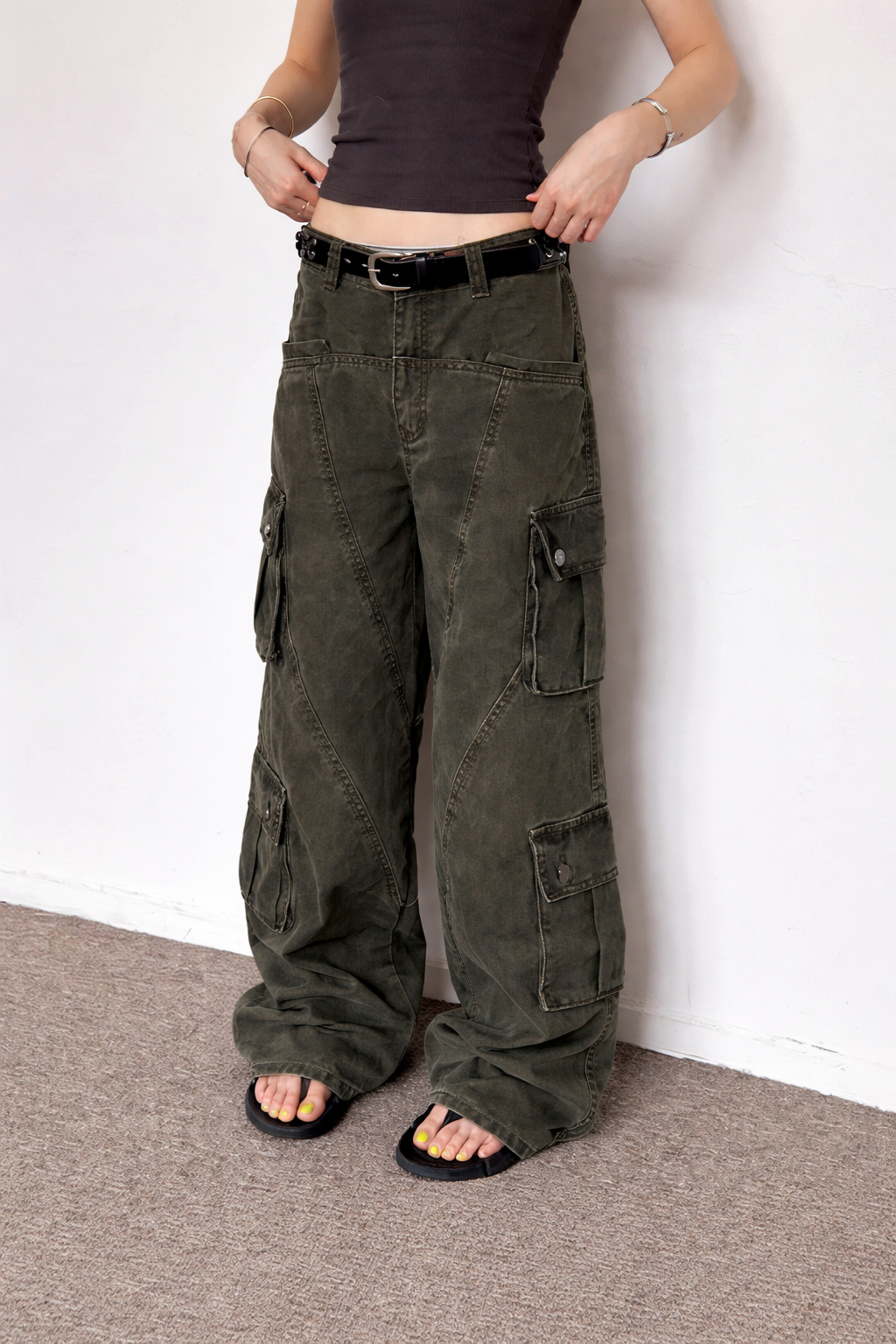 Goblincore Washed Cargo Denim — Overgrown & Wide