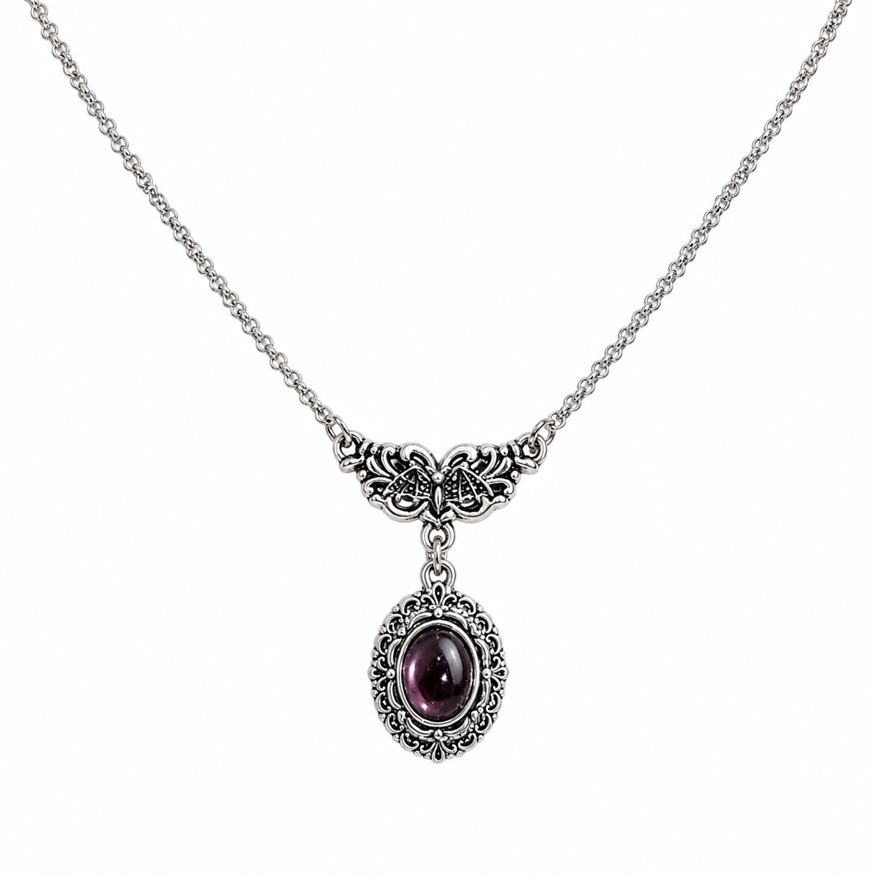 Vintage Gothic Purple Gem Necklace