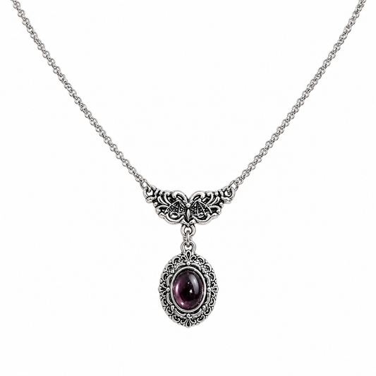 Vintage Gothic Purple Gem Necklace