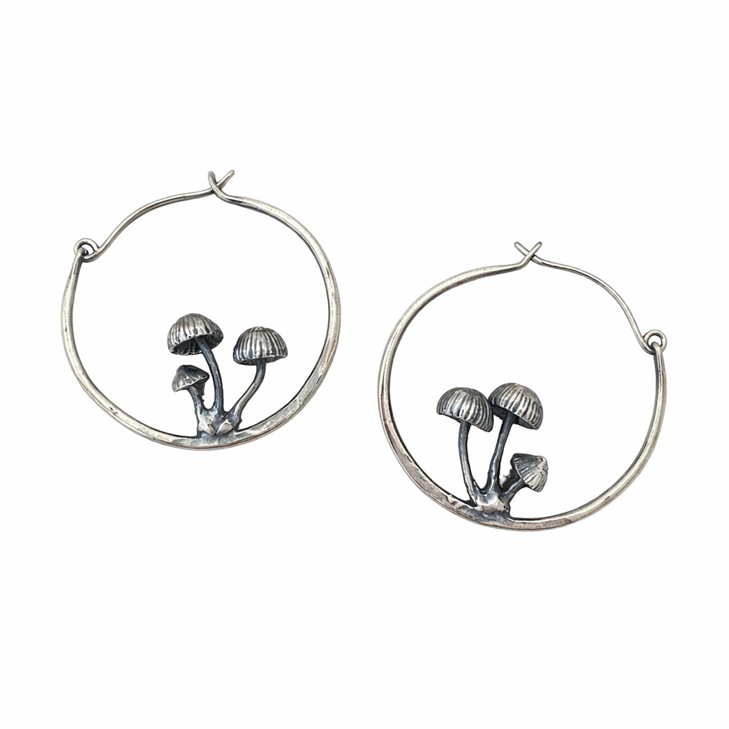 Goblincore Mushroom Hoop Earrings
