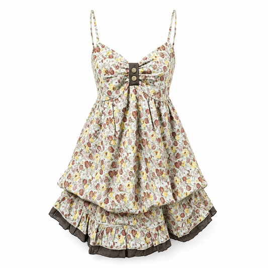 Cottagecore Faded Garden Floral Mini Dress