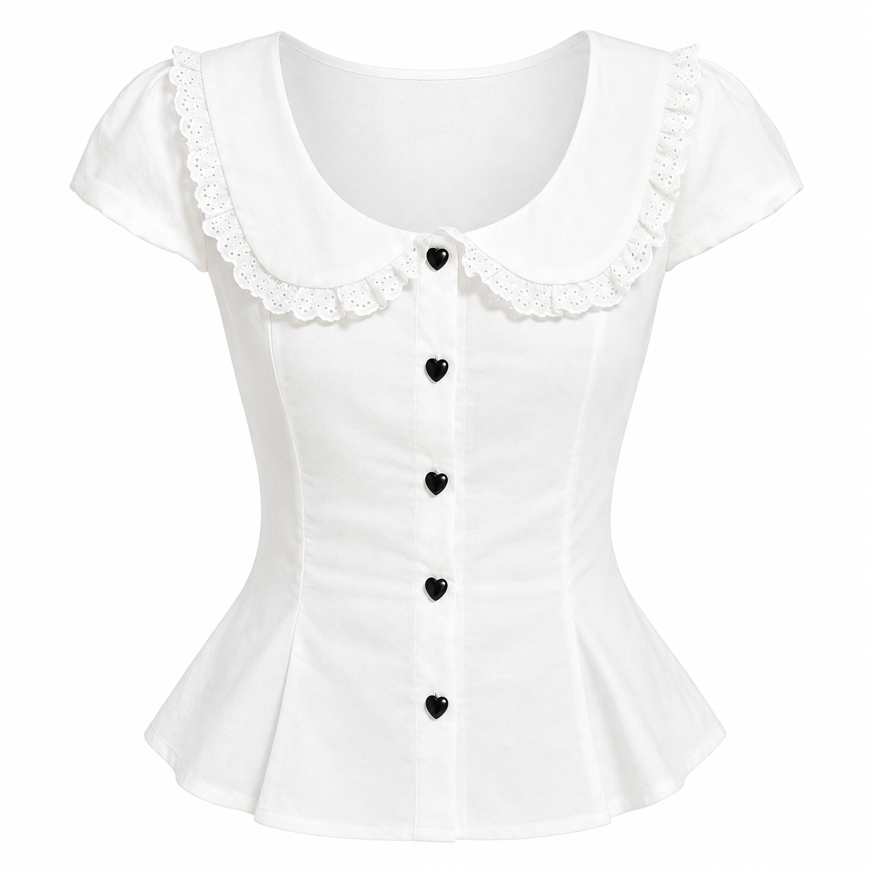 Whimsigoth Black Heart Peter Pan Collar Blouse