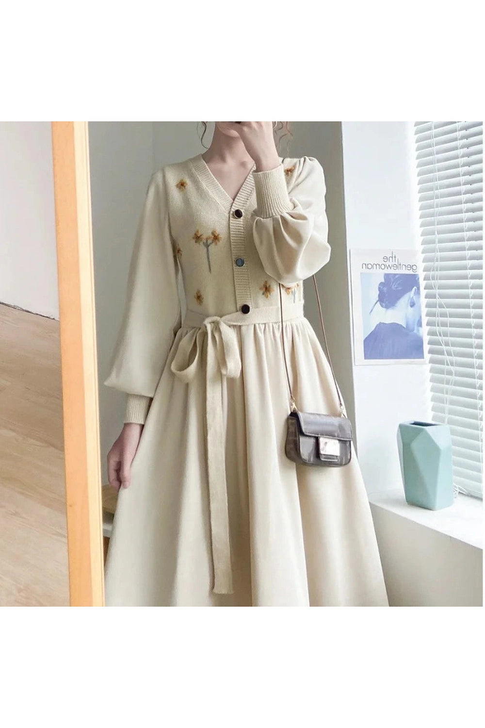 Vintage Button-Up Midi Dress