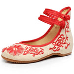 Vintage Double Strap Embroidered Ballet Shoes