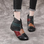 Goblincore Patchwork Leather Ankle Boots