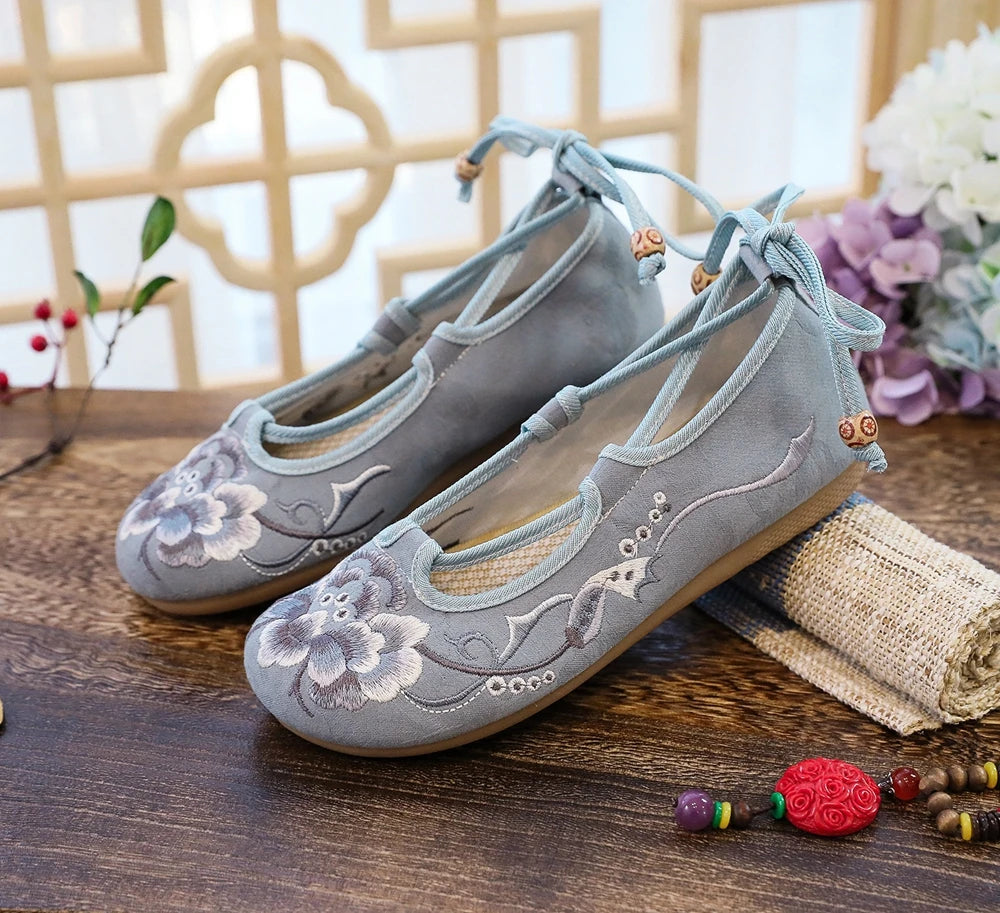 Fairycore Lace-Up Pink Blossom Shoes