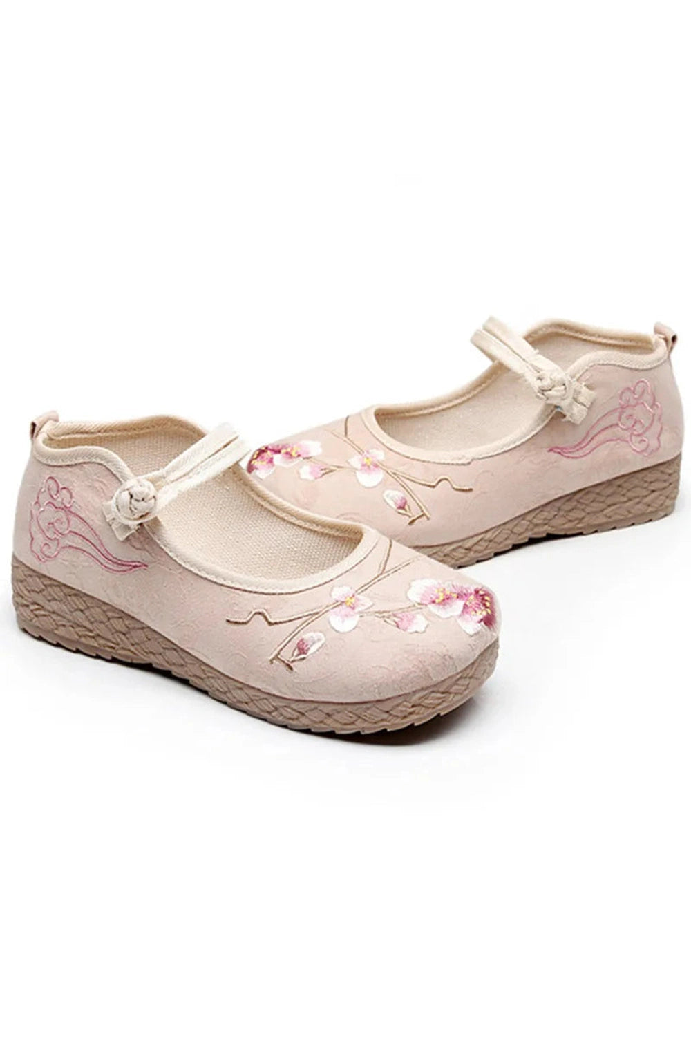 Floral Embroidered Mary Janes Shoes