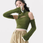 Mossy Cutout Fuzzy Crop Top