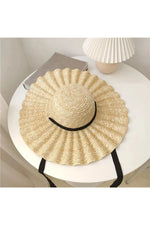 Large Brim Ribbon Straw Hat