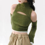 Mossy Cutout Fuzzy Crop Top