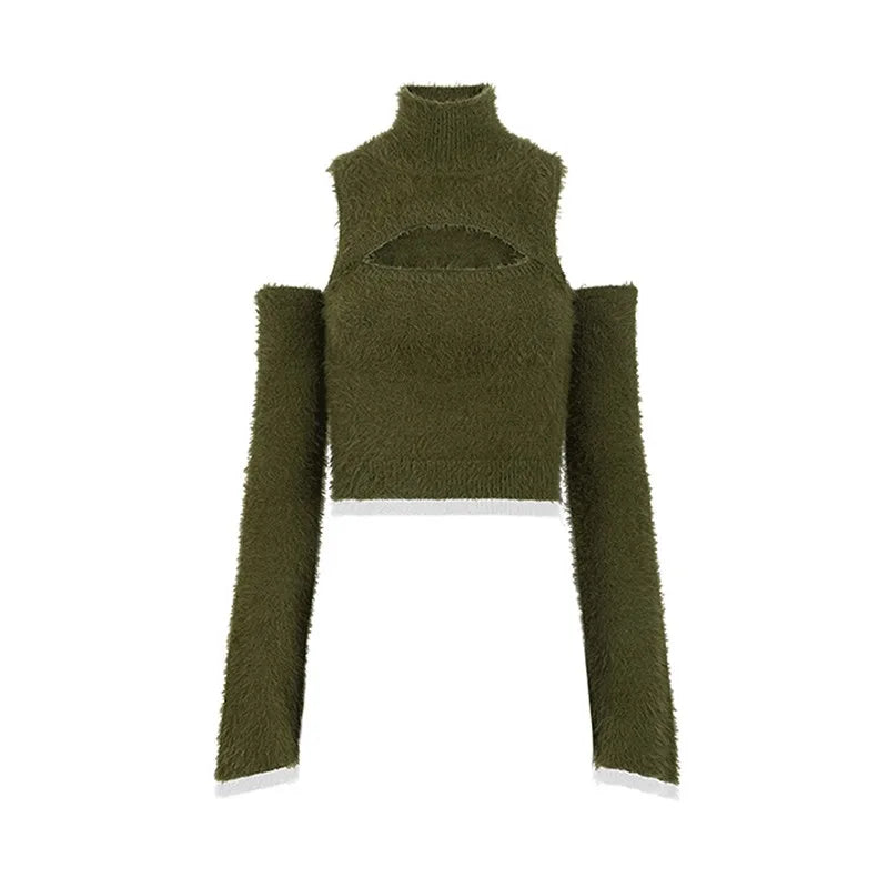 Mossy Cutout Fuzzy Crop Top