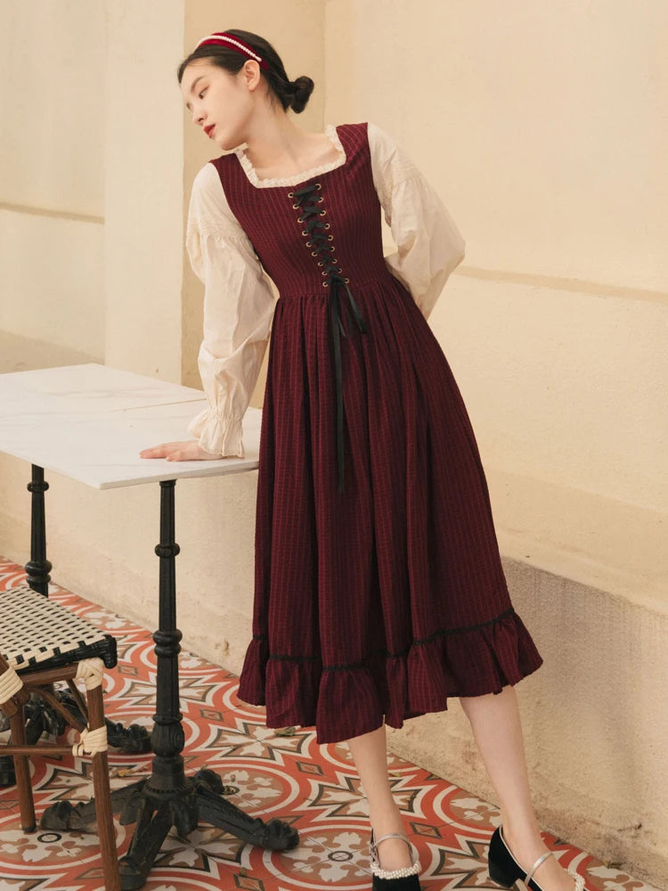 Cottagecore Plaid Prairie Dress - Сottagecore clothes