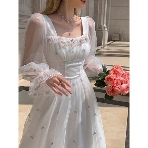 Spring White Mesh Fairy Dress