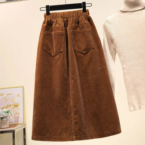 Corduroy A-line Long Skirt
