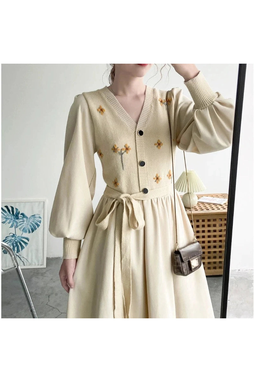 Vintage Button-Up Midi Dress