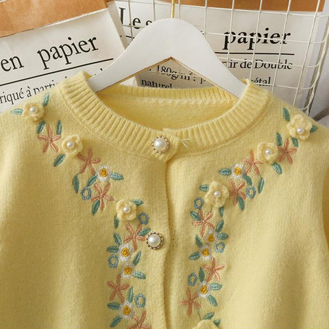 Vintage Flower Embroidery Warm Cardigan