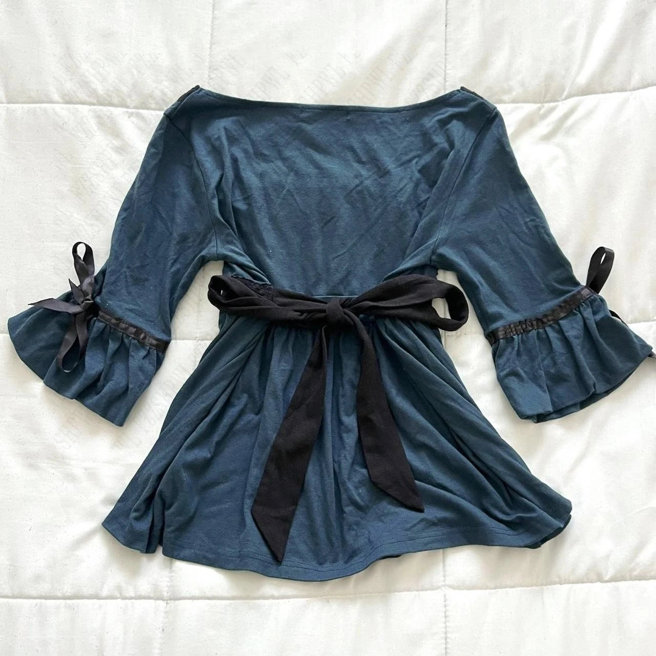 Dark Cottagecore Midnight Lace Bell-Sleeve T-Shirt