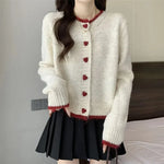 Retro Heart Button Knit Cardigan